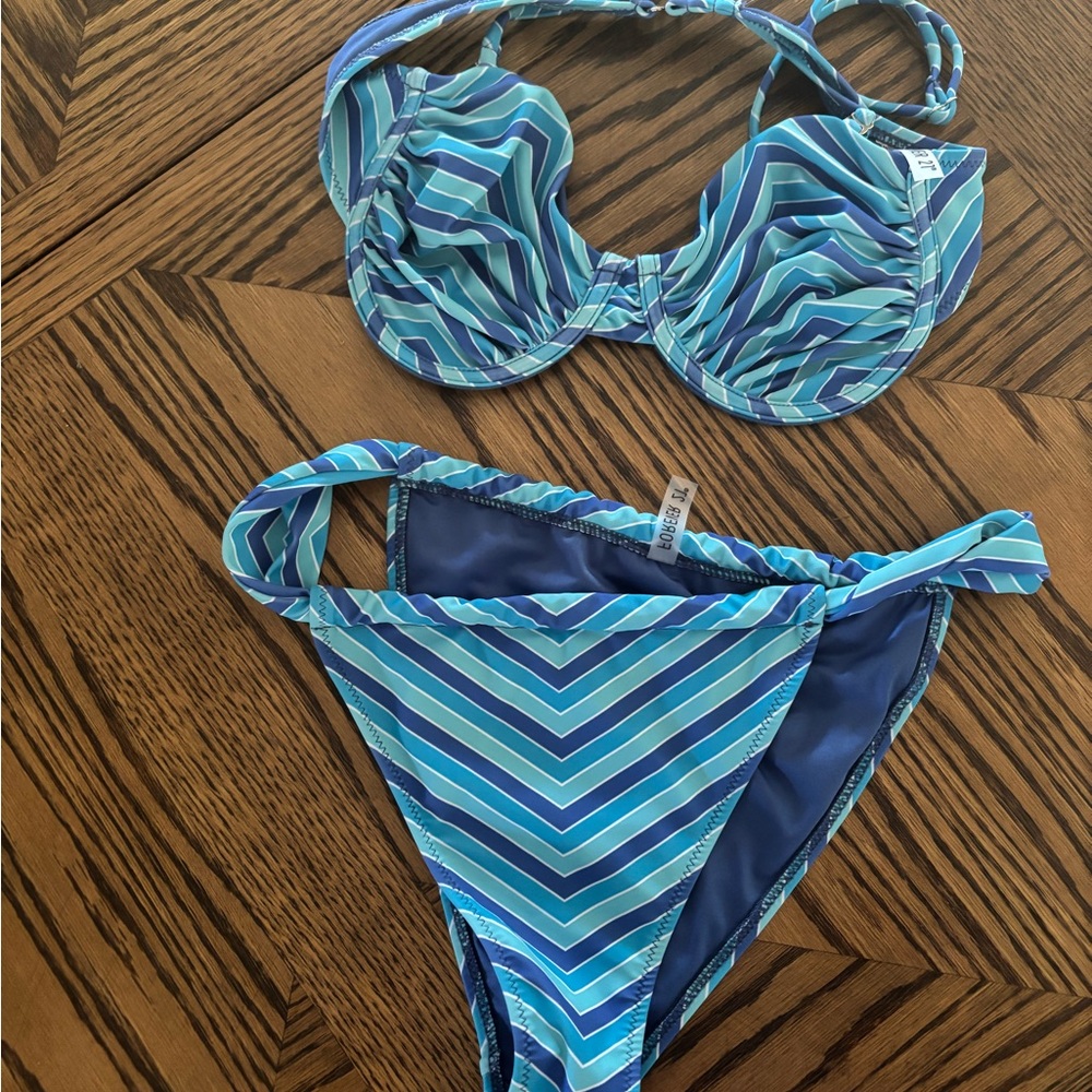 NEW WITH TAGS. Not worn, Forever 21 Blue Chevron Bikini